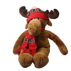 Christmas Moose Plush  Commonweatlth Vintage 1986 Mooseltoe 23" Scarf Hat Toy